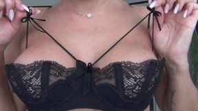 Teases your dick with tits and a new bra 2aa