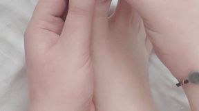 I cut my nails and get a foot massage, cream on feet