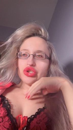 Your wife is nothing because you in love with FinDom Goaldigger. Edging Ritual in big thick eyeglasses and red big lips.
