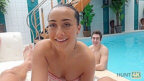 HUNT4K. Chick with perfect ass does her best to make rich man happy