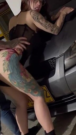 The Husband's Friend Was Too Big to Suck It, so I Rode It in a Parking Lot