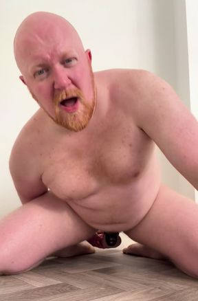 locked ginger chastity faggot celebrates locktober with a dildo