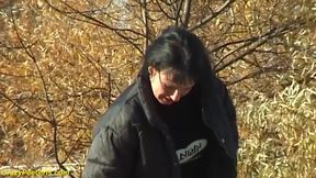 Pantyhose girl pees on the staircase