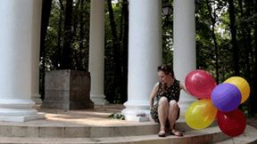 Balloon play in the gazebo