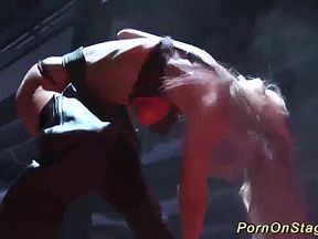 busty milf orgasm on public stage