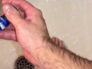 ANAL TRAINING - anal sex daily in the shower with a glass dildo