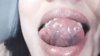 Close up point of view Cum on my Gorgeous Lips