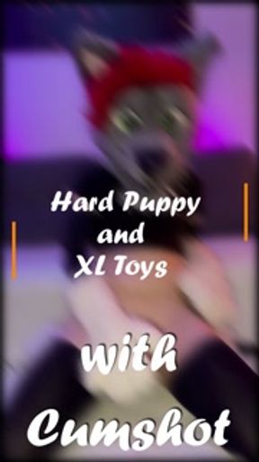 Femboy Puppy play with XXL Dildos with hard cock and cums at the end ( Murrsuit )