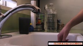 SayUncleNetwork.com - Naughty stud blindfolds young gay stepson before raw plowing an