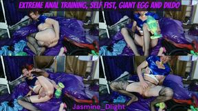 Jasmine dlight extreme anal training self fist egg plug and giant dildo