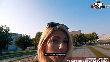 small skinny student teen make a sex casting on street and seduced to fuck