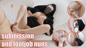 Nun's submission, she sucked and shared a footjob