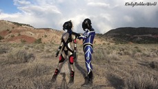 Outdoors in full Rubber with MSA Gasmasks