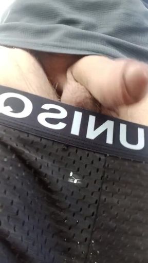 Epic moment from &quot;Big dick keeps falling out of tiny see through mesh shorts .. VERY public nudity and extreme commando&quot;