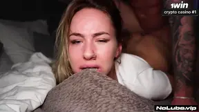 Blonde teen begs for more hardcore fucking