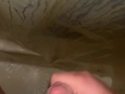 Chubs Jerking off uncut dick in the shower