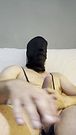 Masturbating and edging my huge dick while trying out my new mask and my Borat mankini