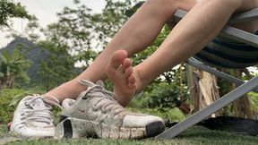 After a Long Ride – Sweaty Feet & Dirty Sock Removal, Smelly Soles, Worn Sneakers POV