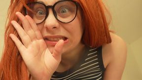 A giantess calls up a friend she hasn't seen in a long time and invites him over to chat; she has grown to be a massive giantess compared to the boy, who is tiny beside her. She flirts with him, shakes her breasts, and shows off her large backside.