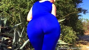 Luscious Lopez blue catsuit walk