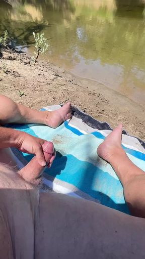 Masturbating in public along the river