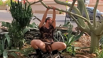 Nudist Hippie gardening exposed