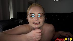 big titty teen sabrina may gives blowjob and amazing titty fucking cum on boobs