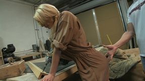 stacked slutty stacy saran fucks blue collar buddy in the workshop