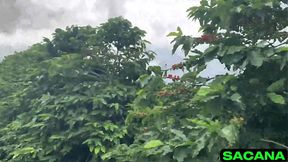 Sucking her there in the bushes