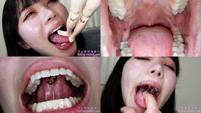 Hikage Hinata - Showing inside cute girl's mouth, chewing gummy candys, sucking fingers, licking and sucking human doll, and chewing dried sardines - MOV