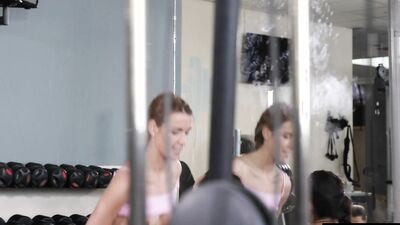 Alexis Crystal and her girlfriend are having lesbian sex in the gym
