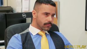 MENATPLAY - Suited hunk Teddy Torres anal breeds Damon Heart