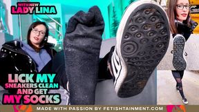Lick my sneakers clean and you can have my sexy socks ( Sneakers & Socks humiliation wiht Lady Lina ) - FULL HD MP4