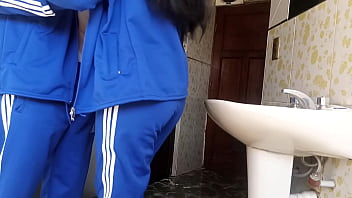 Naughty Latina GF gets creampied in school bathroom