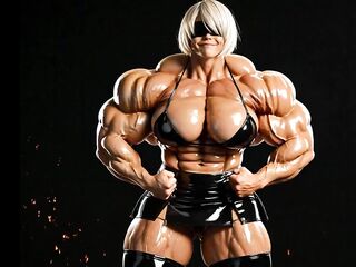 2B gets to be a muscle monster in this female muscle growth video