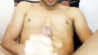 Str8 Fellow Masturbates His Ample Hard-on and Shoots a XXL Geyser on Web cam