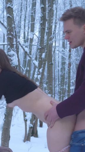 During a Lovely Walk in the Winter Forest, My Pussy Was Filled to the Limit 4K HD Tim Team   Clip 1