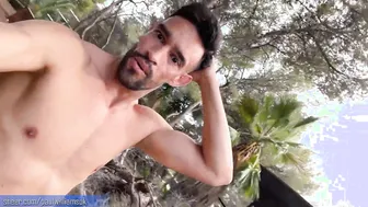 Muscular Latino man walks naked into abandoned building in Barcelona