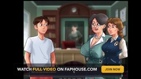 Summertime Saga, she gave him a handjob in the shower and cleaned him up.