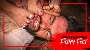 Nara, Vibora, Bimby and Thay: Filthy Feet, Spit and Ashes for a Pig Slave (1080 EN-sub) Dirty Feet - Foot Humiliation - Spitting - Human Ashtray - Slave Degradation
