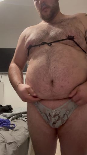 Cock Bondage with Under Clothes Crossdress and Out in Public Part 1