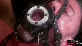 Pierced bitch dominates hardtied incel