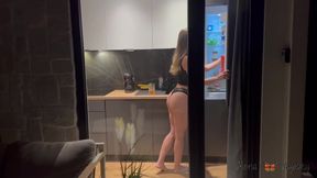 Perverted Voyeur Fucks Teen in the Kitchen!