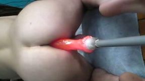 Drilling my girlfriend's juicy pussy with our sex toy