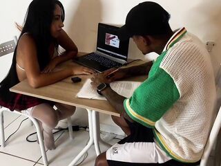 That guy left his girlfriend to study at his ally's abode, and this guy put his ramrod in her.