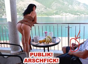 Hotty gets fucked on hotel terrace by stranger