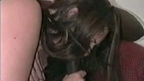 Black monster cock disappears in my chubby wife's filthy mouth