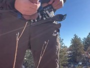 Young guy edges cock on hiking trail