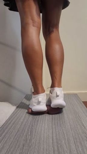 Barbie trample on cock and ball in white sneakers No.87