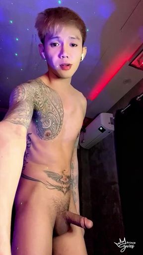 Asian Inked Boy Teasing and Jerking off